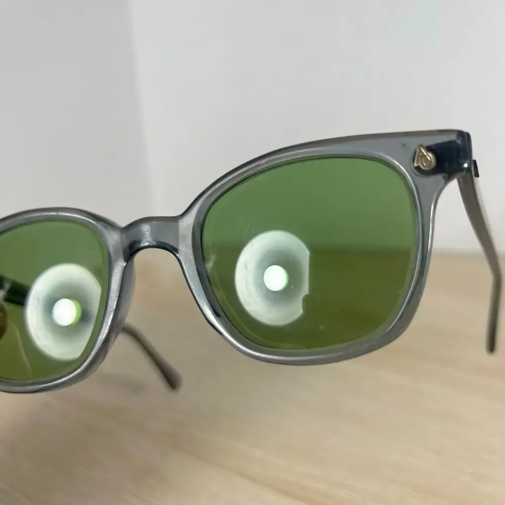 Vintage RARE! American Optical Horn-Rimmed Sunglasses Gray Clear Green Lenses